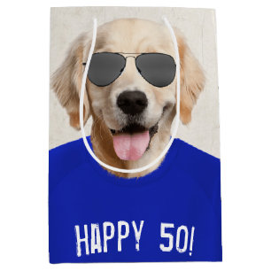 Golden Retriever 50. Geburtstag Mittlere Geschenkt Geschenktüte