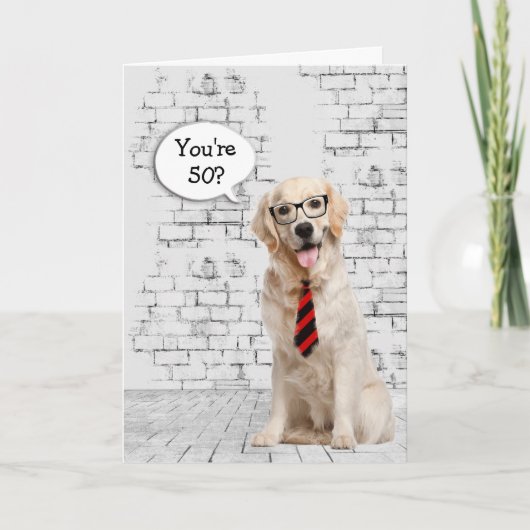 Golden Retriever 50. Geburtstag Spaß Karte (Vorderseite)