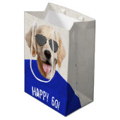 Golden Retriever 60. Geburtstag Mittlere Geschenkt Mittlere Geschenktüte (Vorderseite Schrägansicht)