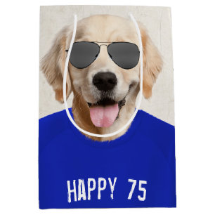 Golden Retriever 75. Geburtstag Mittlere Geschenkt Geschenktüte