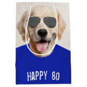 Golden Retriever 80. Geburtstag Mittlere Geschenkt Geschenktüte (Vorderseite)