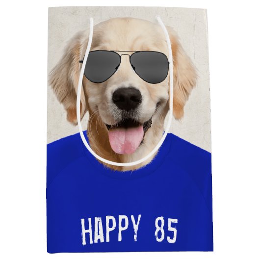 Golden Retriever 85. Geburtstag Mittlere Geschenkt Mittlere Geschenktüte (Vorderseite)