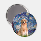 Golden Retriever 8 - Starry Night Magnet (Vorderseite/Rückseite)