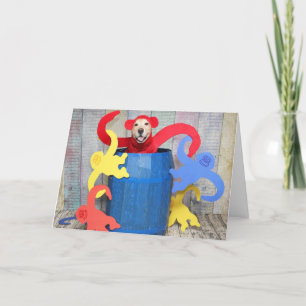 Golden Retriever Affe Barrel Birthday Karte