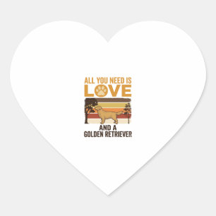 Golden Retriever Alles was du brauchst ist Liebe V Herz-Aufkleber