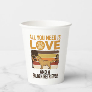 Golden Retriever Alles was du brauchst ist Liebe V Pappbecher