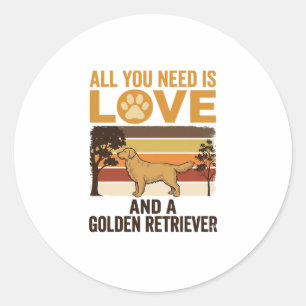 Golden Retriever Alles was du brauchst ist Liebe V Runder Aufkleber