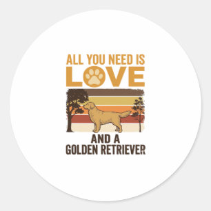 Golden Retriever Alles was du brauchst ist Liebe V Runder Aufkleber