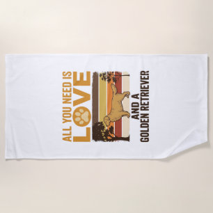 Golden Retriever Alles was du brauchst ist Liebe V Strandtuch