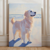 Golden Retriever am Strand Art Print Leinwanddruck