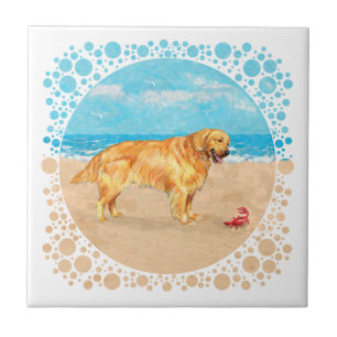 Golden Retriever am Strand Fliese