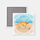 Golden Retriever am Strand Magnet (Vorderseite/Rückseite)