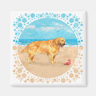 Golden Retriever am Strand Magnet