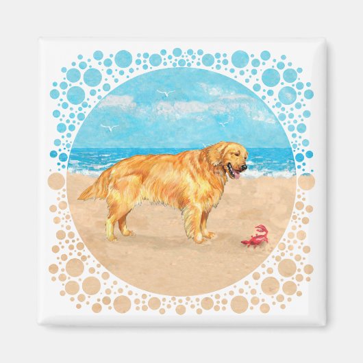 Golden Retriever am Strand Magnet (Vorne)