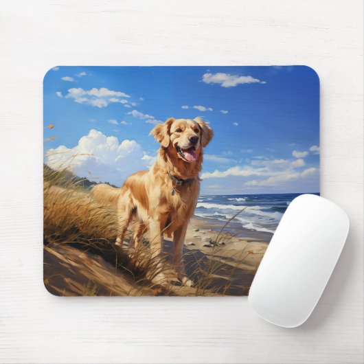 Golden Retriever am Strand Mousepad (Mit Mouse)