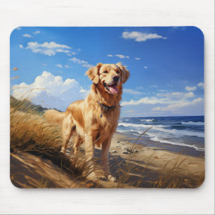 Golden Retriever am Strand Mousepad