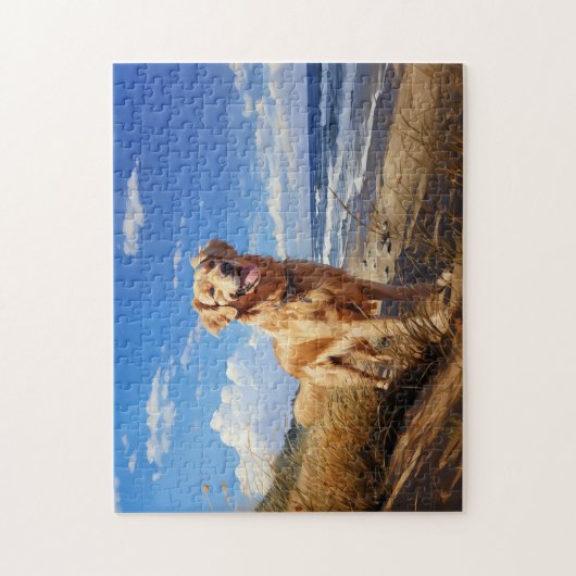 Golden Retriever am Strand Puzzle (Vertikal)