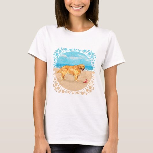 Golden Retriever am Strand T-Shirt (Vorderseite)