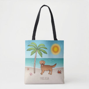 Golden Retriever am tropischen Sommerstrand Tasche