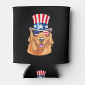 Golden Retriever America 4. Juli USA Flag Dosenkühler (Vorderseite)