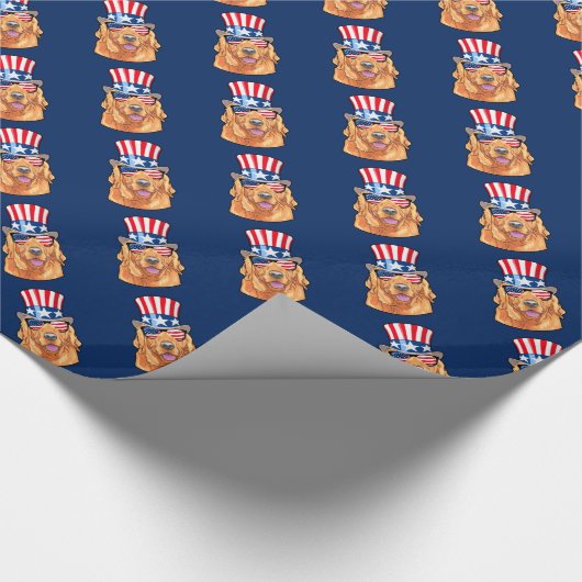 Golden Retriever America 4. Juli USA Flag Geschenkpapier (Ecke)
