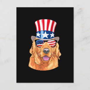 Golden Retriever America 4. Juli USA Flag Postkarte