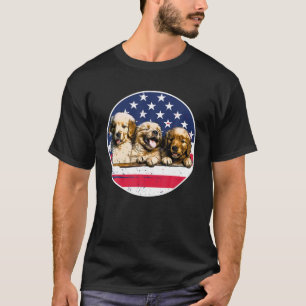 Golden Retriever American Flag 4. Juli T-Shirt
