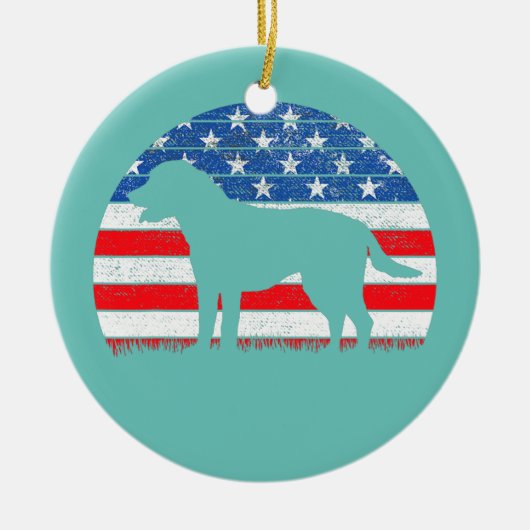 Golden Retriever American Flag Cream Retriever Keramik Ornament (Vorne)