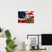 Golden Retriever American Flag Print Poster (Heimbüro)