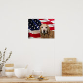 Golden Retriever American Flag Print Poster (Küche)
