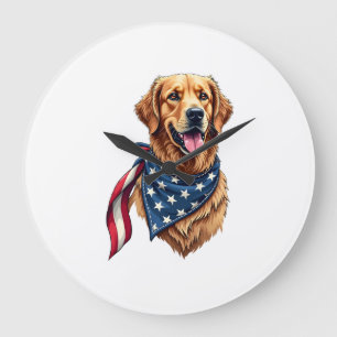 Golden Retriever Americana Vintage graviertes T-Sh Große Wanduhr