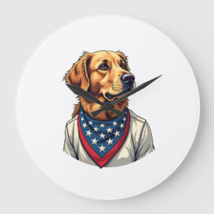 Golden Retriever Americana Vintage graviertes T-Sh Große Wanduhr