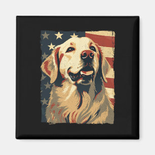Golden Retriever Amerikanische Flagge 4. Juli Retr Magnet