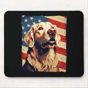 Golden Retriever Amerikanische Flagge 4. Juli Retr Mousepad