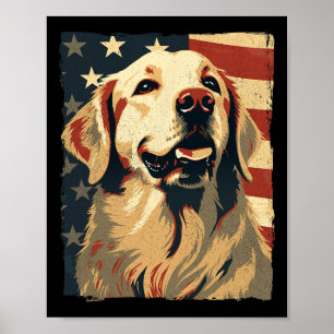 Golden Retriever Amerikanische Flagge 4. Juli Retr Poster