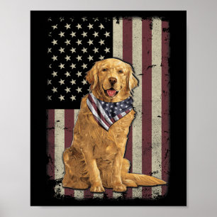 Golden Retriever Amerikanische Flagge Bandana 4. J Poster