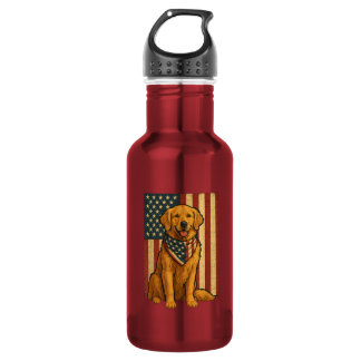 Golden Retriever Amerikanische Flagge Edelstahlflasche