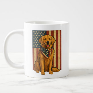 Golden Retriever Amerikanische Flagge Jumbo-Tasse