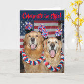 Golden Retriever Amerikanische Unabhängigkeitstag  Karte (Gelbe Blume)