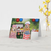 Golden Retriever Amerikanische Unabhängigkeitstag  Karte (Gelbe Blume)