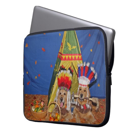 Golden retriever-amerikanische Ureinwohner Laptopschutzhülle (Vorderseite Links)