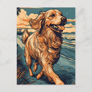 Golden Retriever an einem tropischen Strand bei So Postkarte