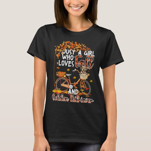 Golden Retriever And Fall  Dog Bicycle Thanksgivin T-Shirt (Vorderseite)