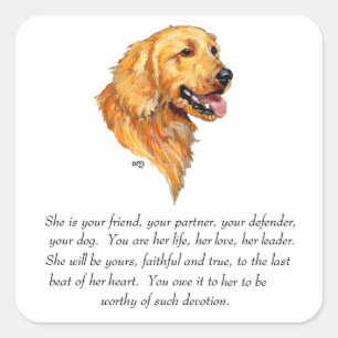 Golden Retriever Andenken Quadratischer Aufkleber