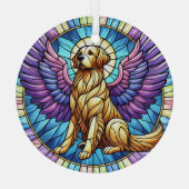 Golden Retriever Angel Blue Suncatcher Ornament Aus Glas (Rückseite)