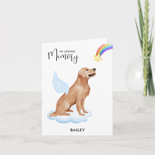 Golden Retriever Angel Dog Pet Loss Beileid Karte (Vorderseite)