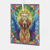 Golden Retriever Angel Glass Suncatcher Ornament Aus Glas (Vorderseite links)