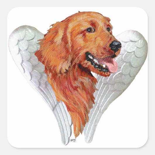 Golden Retriever Angel Quadratischer Aufkleber (Vorderseite)