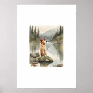 Golden Retriever Angeln Vintage T-Shirt Design für Poster