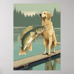 Golden Retriever Angelshirt Bass Hundeliebhaber Ou Poster